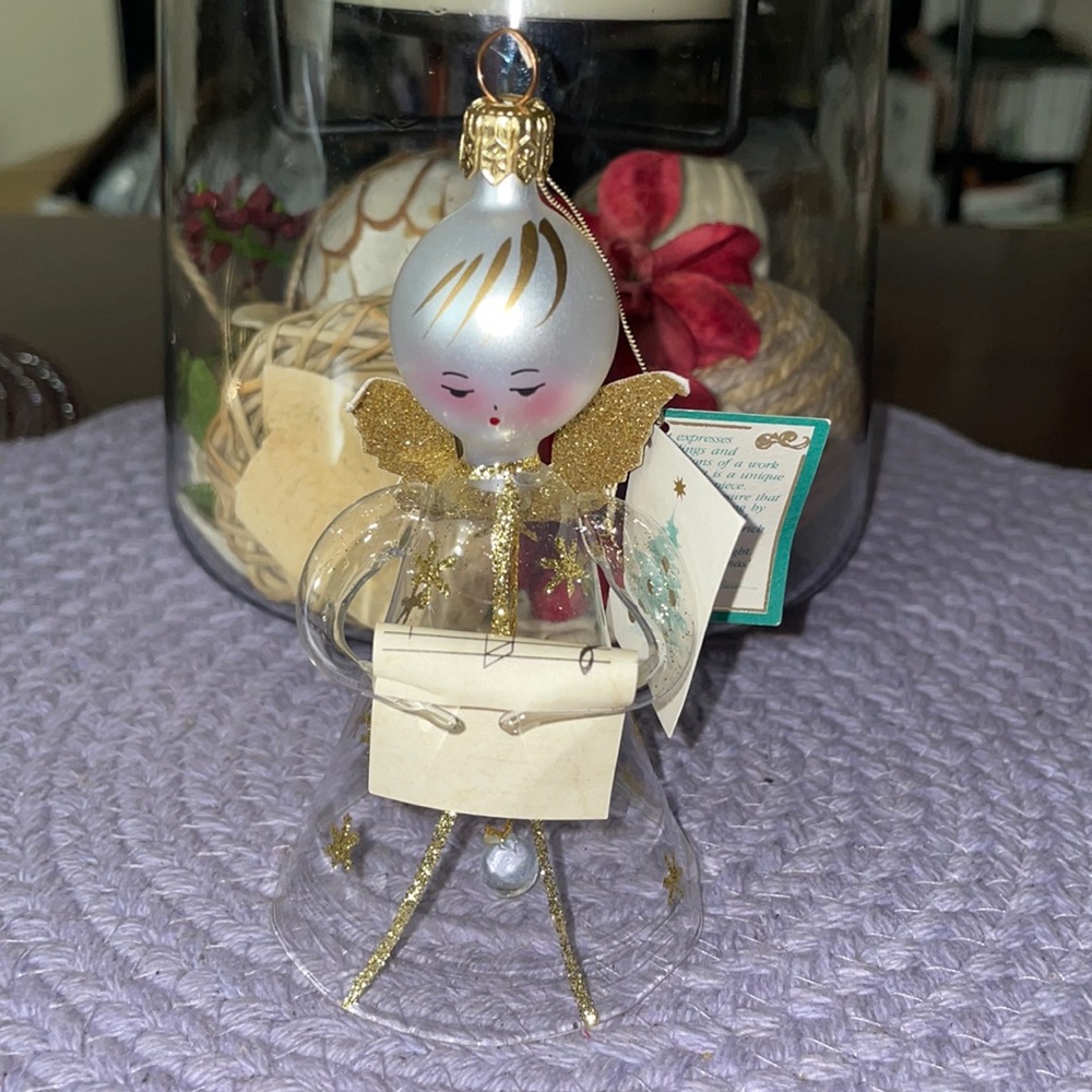 Vintage Soffieria De Carlini Angel Bell Glass Ornament!
